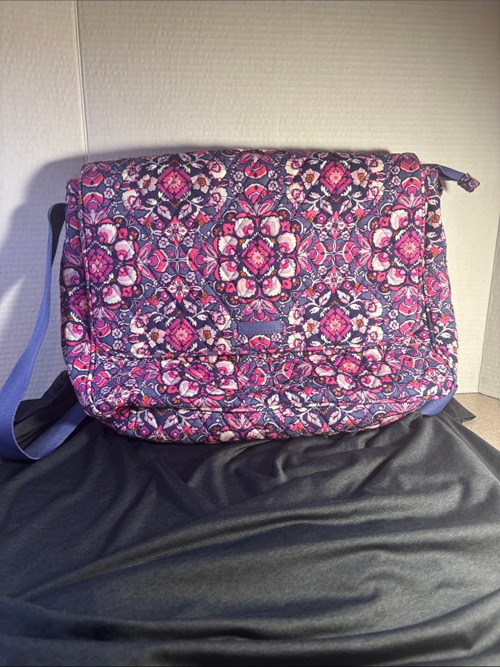 Vera Bradley Quilted Floral Crossbody Laptop Bag in Pink and Purple